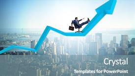  Presentation with stock markets and economic growth - Presentation featuring economics - businessman in economic growth concept background and a seafoam green colored foreground