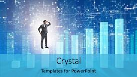  Presentation with forecasting - PPT layouts featuring economics - businessman looking far in economic background and a teal colored foreground