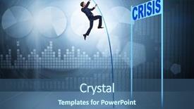  Presentation with pole - Colorful slide deck enhanced with economics - businessman pole vaulting over crisis backdrop and a ocean colored foreground