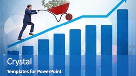  Presentation with people lost money fired businessman - Slide deck having economics - businessman pushing wheelbarrow full background and a teal colored foreground