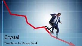  Presentation with economic crises - Beautiful PPT layouts featuring economics - businessman sliding down on chair backdrop and a light blue colored foreground