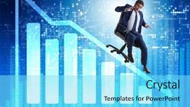  Presentation with economic - Audience pleasing presentation design consisting of economics - businessman sliding down on chair backdrop and a arctic colored foreground