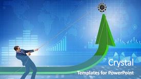  Presentation with economic - Beautiful presentation featuring economics - businessman supporting economic growth backdrop and a teal colored foreground