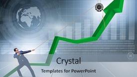  Presentation with supporting - Presentation design with economics - businessman supporting economic growth background and a light blue colored foreground