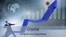  Presentation with supporting - Slide set with economics - businessman supporting economic growth background and a light blue colored foreground