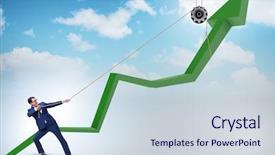  Presentation with supporting - Colorful slide set enhanced with economics - businessman supporting economic growth backdrop and a sky blue colored foreground