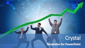  Presentation with supporting - Slides with economics - businessman supporting recovery from economic background and a teal colored foreground