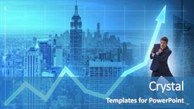  Presentation with business growth - Theme having economics - businessman trying to help economic background and a teal colored foreground