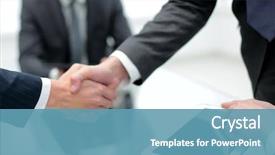  Presentation with handshake - Cool new PPT theme with economics - close up financial partners handshake backdrop and a teal colored foreground