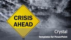  Presentation with financial crisis - Audience pleasing PPT theme consisting of economics - crisis ahead sign backdrop and a gray colored foreground