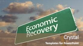 Presentation with recovery - Presentation theme with economics - economic recovery green road sign background and a violet colored foreground