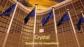  Presentation with brussels - Presentation design consisting of economics - eu flags in front background and a tawny brown colored foreground