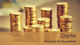  Presentation with saving - PPT theme featuring economics - saving stack coins money concept background and a gold colored foreground