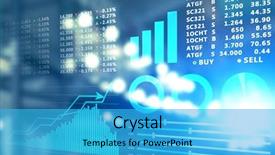  Presentation with stock exchange - Colorful theme enhanced with economics - stock exchange quotes on blurred backdrop and a cyan colored foreground