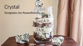  Presentation with economics - Beautiful presentation design featuring economics - swear jar to prevent swearing backdrop and a soft green colored foreground