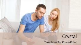  Presentation with home economics - Presentation design with economics - tax finances family home background and a soft green colored foreground