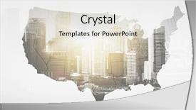  Presentation with united states map - PPT theme featuring economics and business concept - map background and a sky blue colored foreground