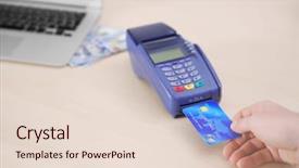  Presentation with balance of payment - Audience pleasing presentation consisting of economics balance payments - businessman using payment terminal backdrop and a  colored foreground