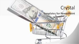  Presentation with economics - Theme enhanced with economics balance payments - dollars with shopcart background and a white colored foreground