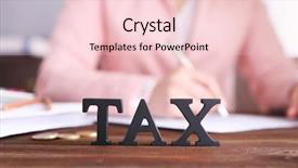  Presentation with word cloud sales tax - Slide set enhanced with economics balance payments - word tax of wooden letters background and a  colored foreground