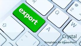  Presentation with export - Beautiful presentation theme featuring economics consumer choices - close up of export keyboard backdrop and a sky blue colored foreground
