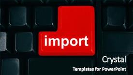  Presentation with import permit - Theme with economics consumer choices - close up of import keyboard background and a black colored foreground