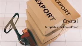  Presentation with pallet - PPT theme consisting of economics consumer choices - manual pallet truck with carton background and a  colored foreground