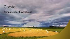  Presentation with constructions - Presentation theme with economics crop - farm and different economic constructions background and a  colored foreground