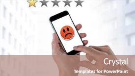  Presentation with review - Amazing slide set having economics crop - hand touching phone with one backdrop and a  colored foreground