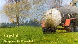  Presentation with tractor - Colorful presentation theme enhanced with economics crop - tractor with manure fertilizes backdrop and a tawny brown colored foreground