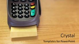  Presentation with atm - Amazing PPT theme having economics free - finance money technology payment backdrop and a yellow colored foreground