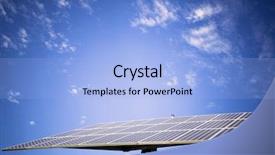  Presentation with solar panel - Theme featuring economics free economy - solar panel against blue sky background and a  colored foreground