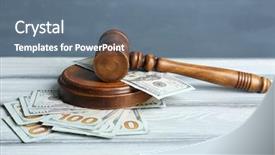  Presentation with judge - Beautiful slide deck featuring justice economics - judge gavel and money backdrop and a ocean colored foreground