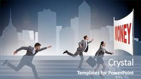  Presentation with joint venture crowdfunding money business - Slides having economics sport - business people running towards money background and a mint green colored foreground