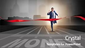  Presentation with running - Slides with economics sport - businessman running towards money background and a gray colored foreground
