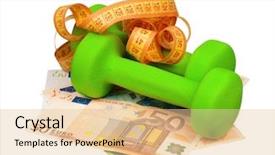  Presentation with electronic measure equipment - Cool new theme with economics sport - dumbbells with measure tape backdrop and a lemonade colored foreground