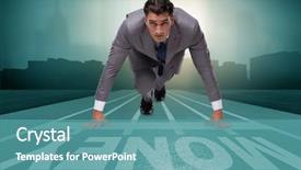  Presentation with financial money market - Beautiful theme featuring economics sport - young businessman chasing money backdrop and a  colored foreground