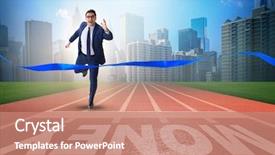  Presentation with sport - Presentation enhanced with economics sport - young businessman chasing money background and a  colored foreground