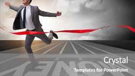  Presentation with financial - Audience pleasing PPT layouts consisting of economics sport - young businessman chasing money backdrop and a gray colored foreground