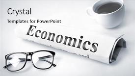  Presentation with economics - Presentation design consisting of economics word on newspaper background and a white colored foreground