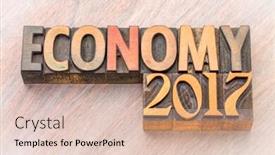  Presentation with economy - Slide set with economy 2017 word abstract in vintage letterpress wood type background and a lemonade colored foreground