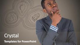  Presentation with thinking - Beautiful slide deck featuring economy concentartion - business man thinking against brown backdrop and a gray colored foreground