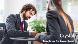  Presentation with people - Presentation consisting of economy concentartion - portrait of business people working background and a dark gray colored foreground