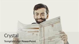  Presentation with office newspaper - Amazing slides having economy concentartion - young man reading newspaper backdrop and a light gray colored foreground