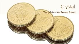  Presentation with euro - Audience pleasing presentation consisting of economy holland - fifty euro cents isolated backdrop and a  colored foreground