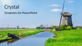  Presentation with dutch - Beautiful slide deck featuring economy holland - traditional dutch countryside - ditch backdrop and a light blue colored foreground