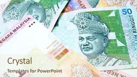  Presentation with economy - Beautiful presentation theme featuring economy spending money - malaysian currency backdrop and a lemonade colored foreground