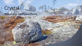  Presentation with destruction of ecosystem - Slide deck enhanced with ecosysteme toundra - rocky northern landscape background and a  colored foreground