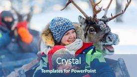  Presentation with winter family - PPT theme having ecotourism - family of mother and little background and a ocean colored foreground