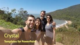  Presentation with selfie - Amazing PPT theme having ecotourism - family taking a selfie backdrop and a tawny brown colored foreground